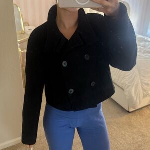 Zara Black cropped peacoat with button details
